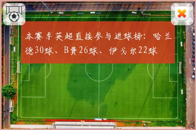本赛季英超直接参与进球榜：哈兰德30球、B费26球、伊戈尔22球